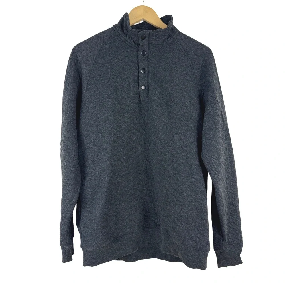 Goodfellow Co Mens Quilted Snap Neck Pullover‎ Sweatshirt Charcoal Gray Size M